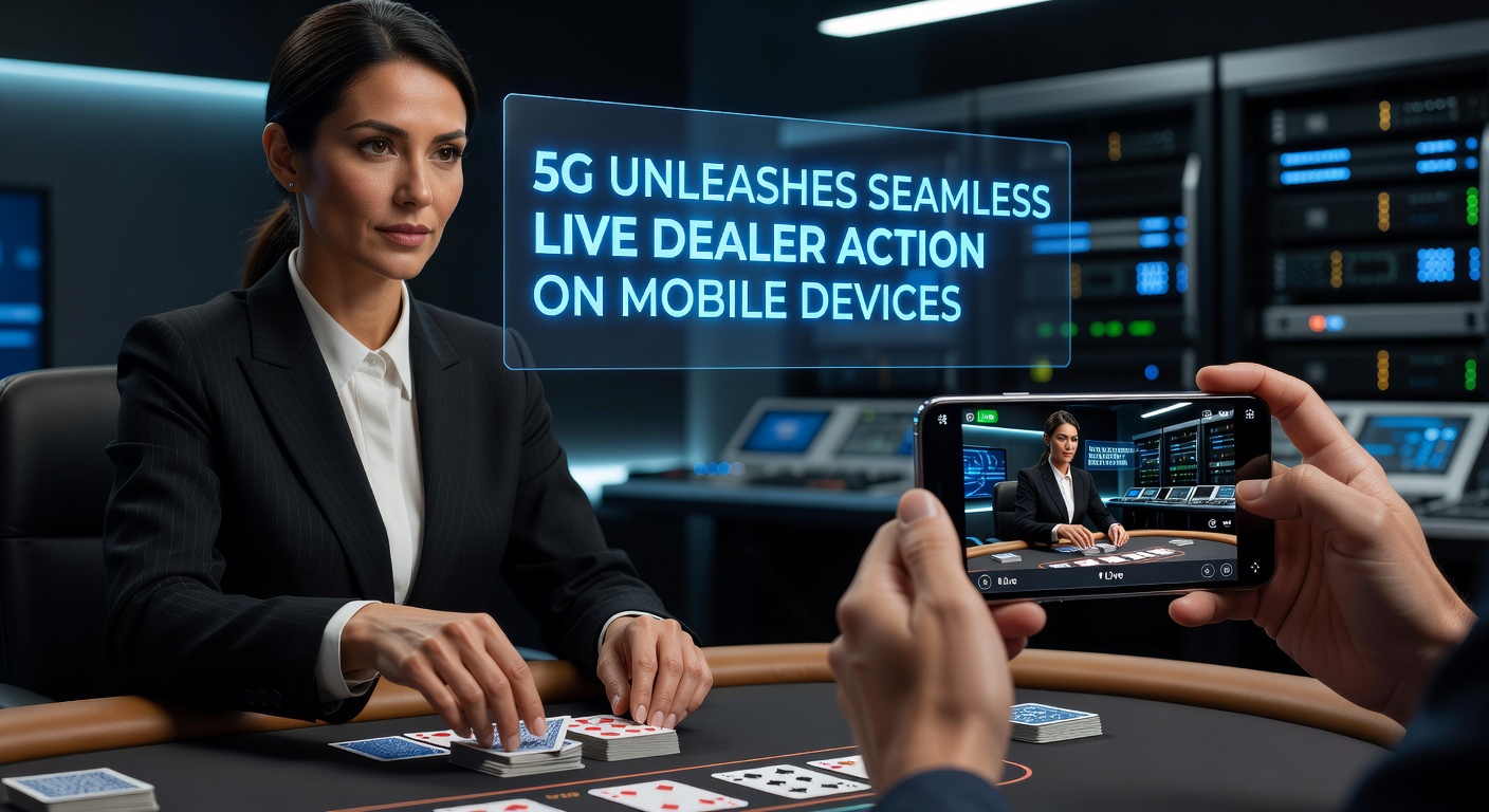 Smartphone zeigt Live-Dealer-Roulette in hochauflösender Qualität über 5G-Verbindung