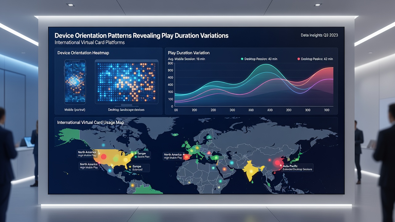 Vergleichsdiagramm internationaler Spielzeiten basierend auf Geräteorientierung in virtuellen Kartenspiel-Umgebungen