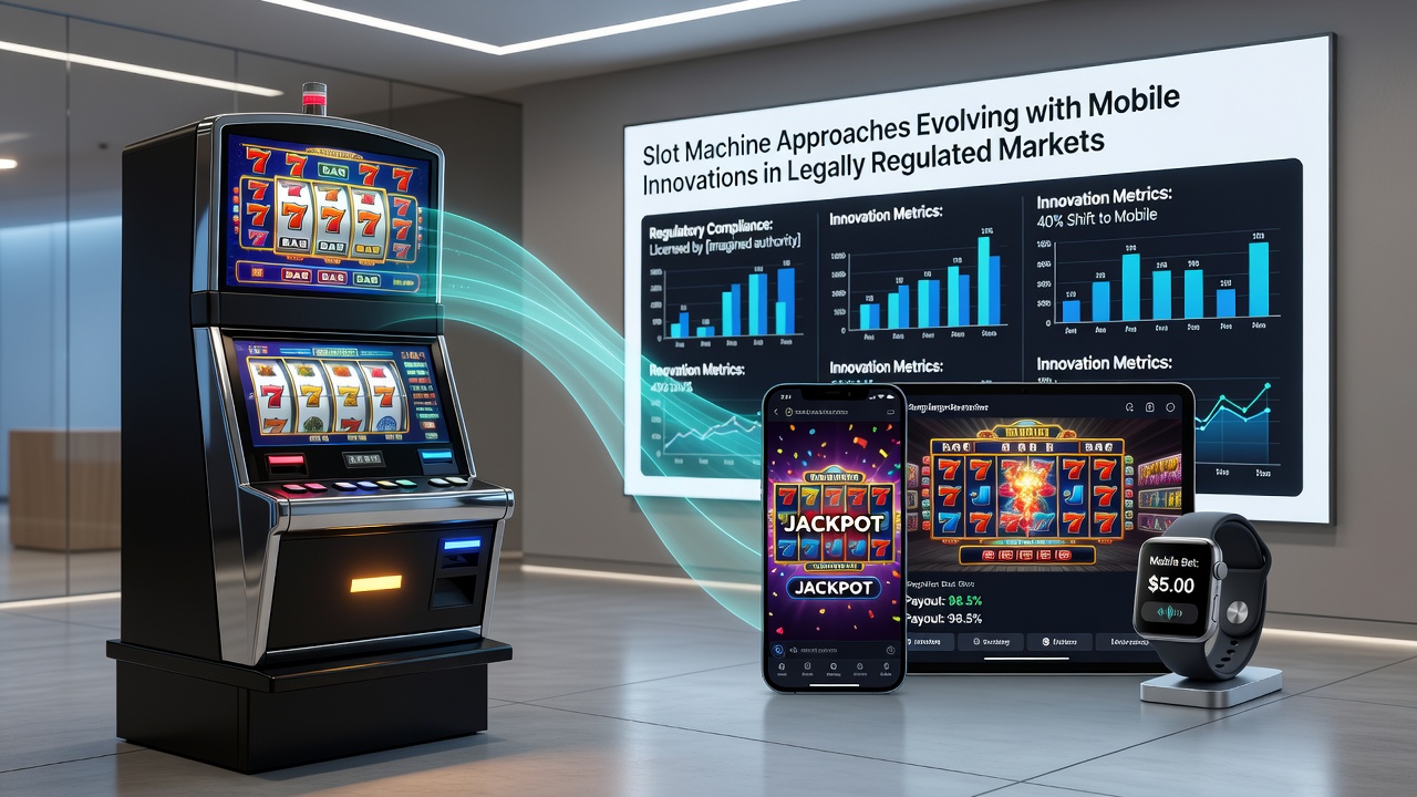 Analytik-Dashboards und mobile Schnittstellen illustrieren die Anpassung von Slot-Strategien an regulatorische Anforderungen
