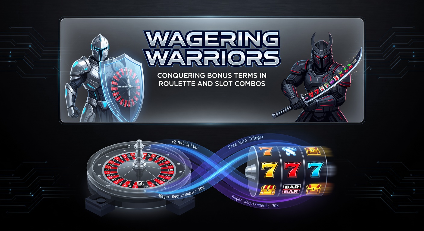 Detaillierte Infografik mit Wagering-Rechner, Roulette-Rad und Slot-Bildschirmen, illustriert Bonus-Fortschritt und Strategie-Charts